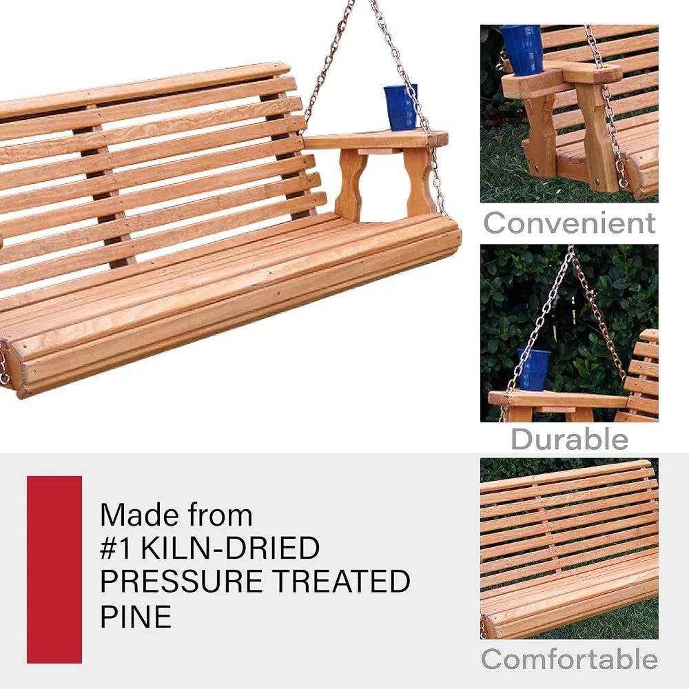 Huanzhuang Rollback Porch Swing With Cup Holders 700 Lb Capacity
