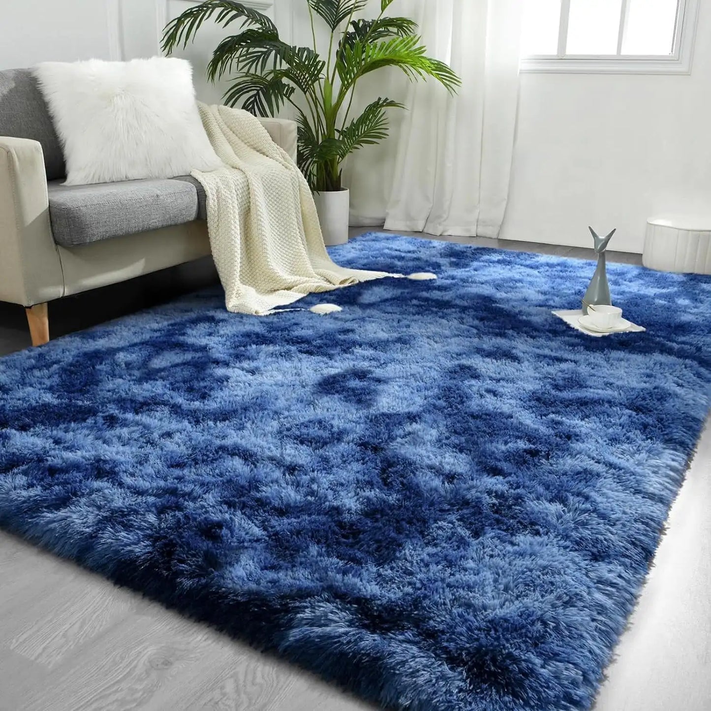 Lochas Plush Velvet Rugs Tie Dye Shaggy for Living Room