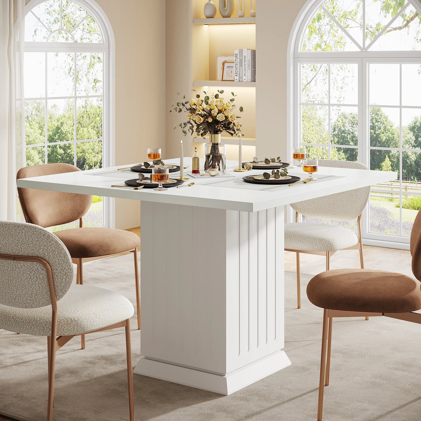 Tribesigns Square Dining Table With Placemats Seats Four