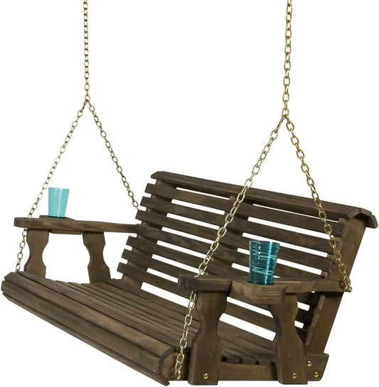 Huanzhuang Rollback Porch Swing With Cup Holders 700 Lb Capacity