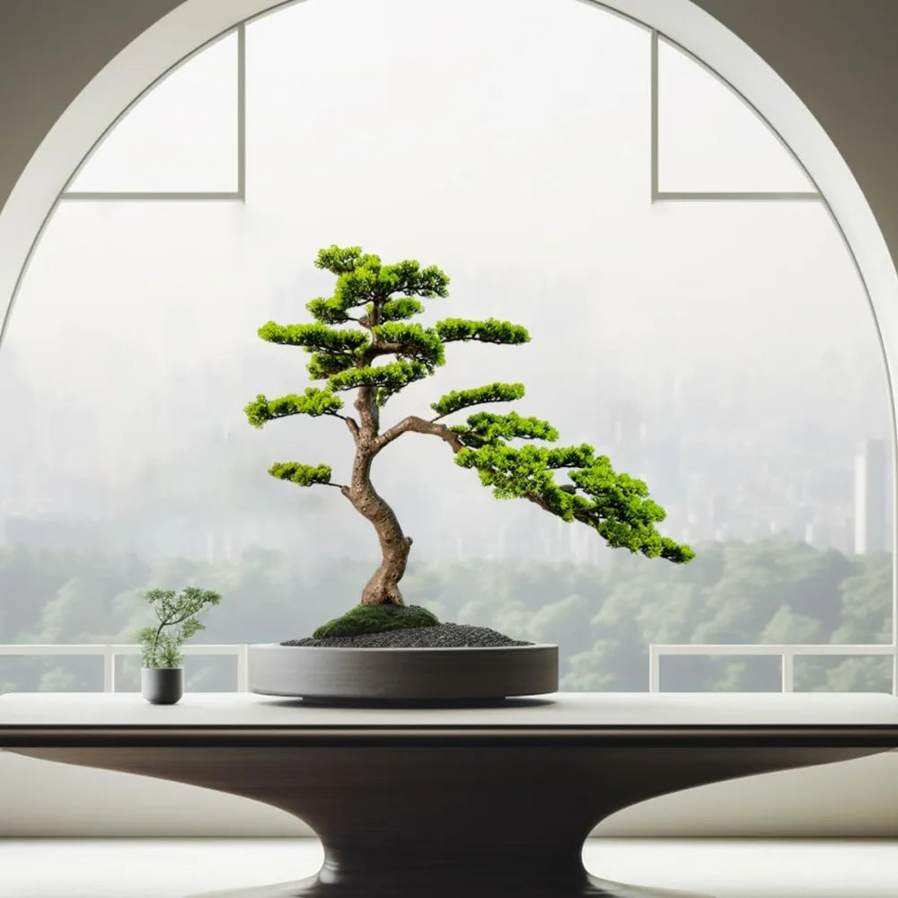 Artificial Bonsai Tree Juniper Faux Plant with Ceramic Pot