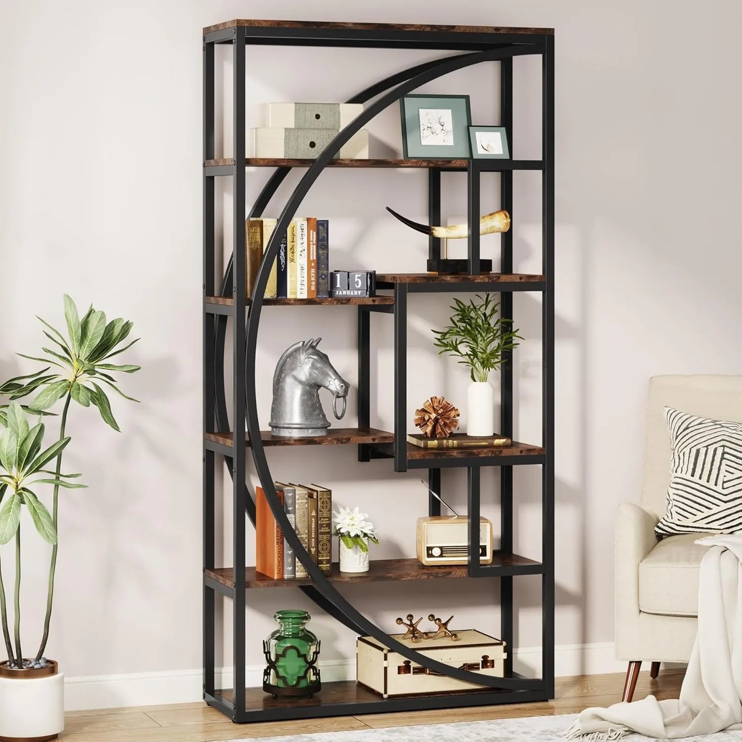 Little Tree Industrial 5-Tier Etagere Bookcase Display Shelving Unit