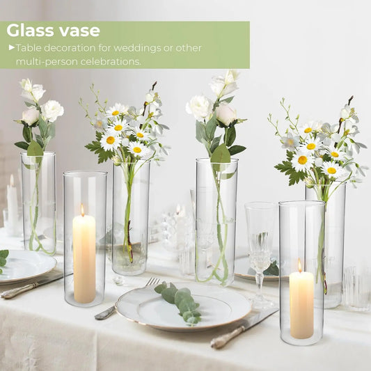 Warm Welcome Decor Glass Cylinder Vases For Centerpieces