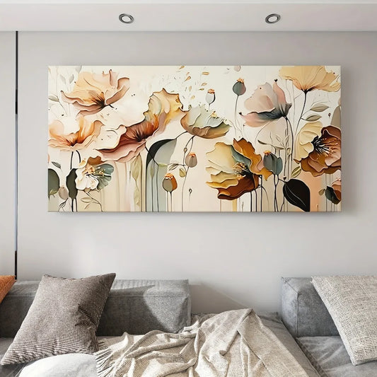 Hignconcerned Abstract Floral Canvas Art With Pine Frame