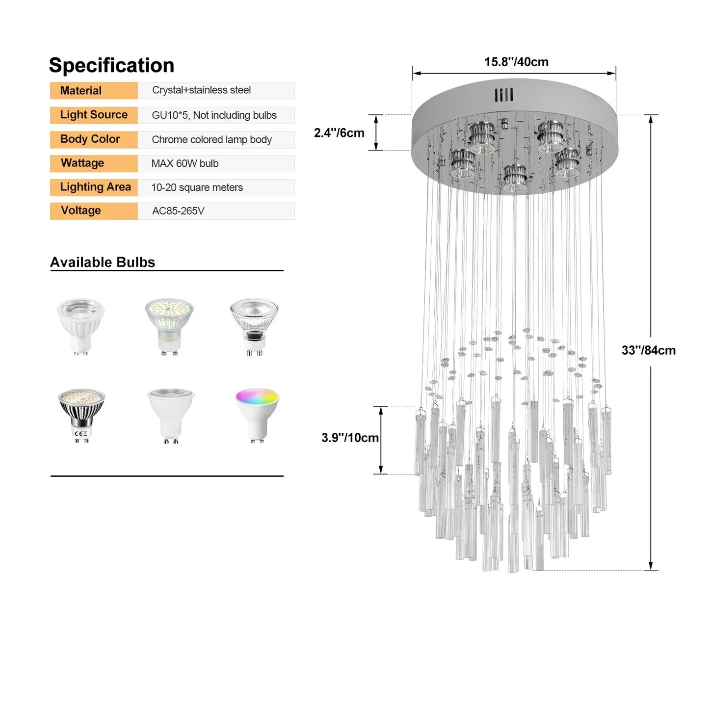 GreeLustr Crystal Droplight Led Pendant Light Chandelier