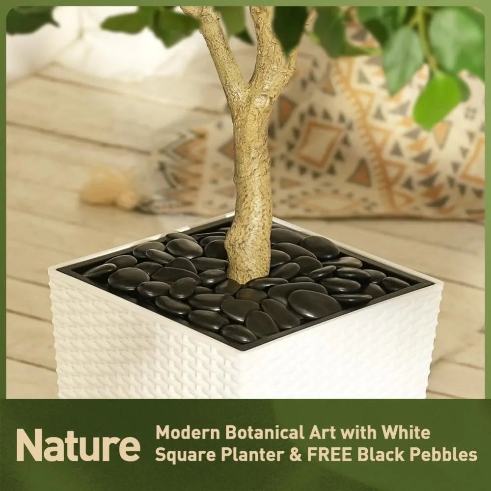 Artificial Ficus Tree With Planter And Silk Leaves Indoor