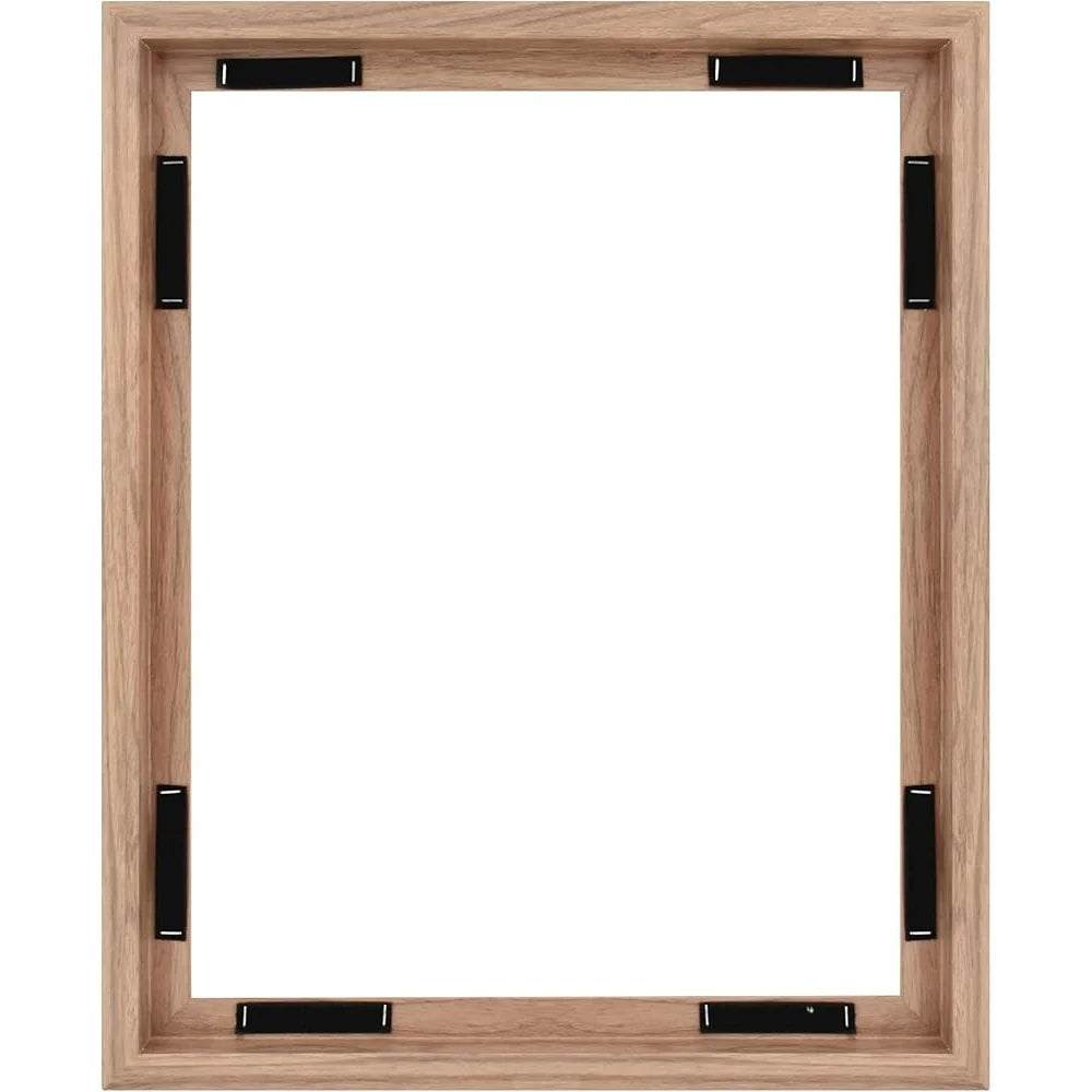 Canvas Float Frame 16x20 Walnut Woodgrain Wall Hanging Large Frame Easy Use Vertical Horizontal Display Art