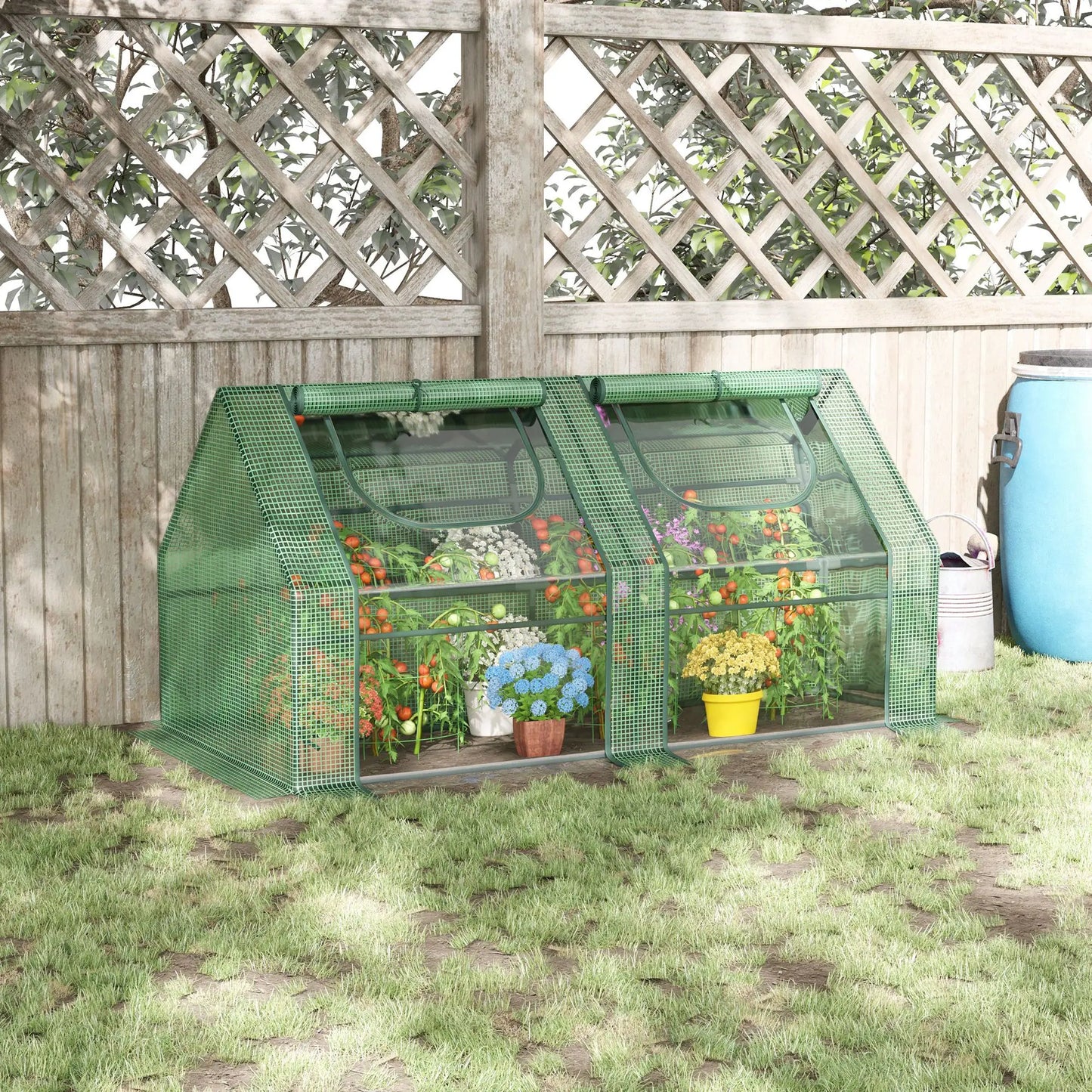 Outsunny Garden Greenhouse with PE Mesh Cover and Windows