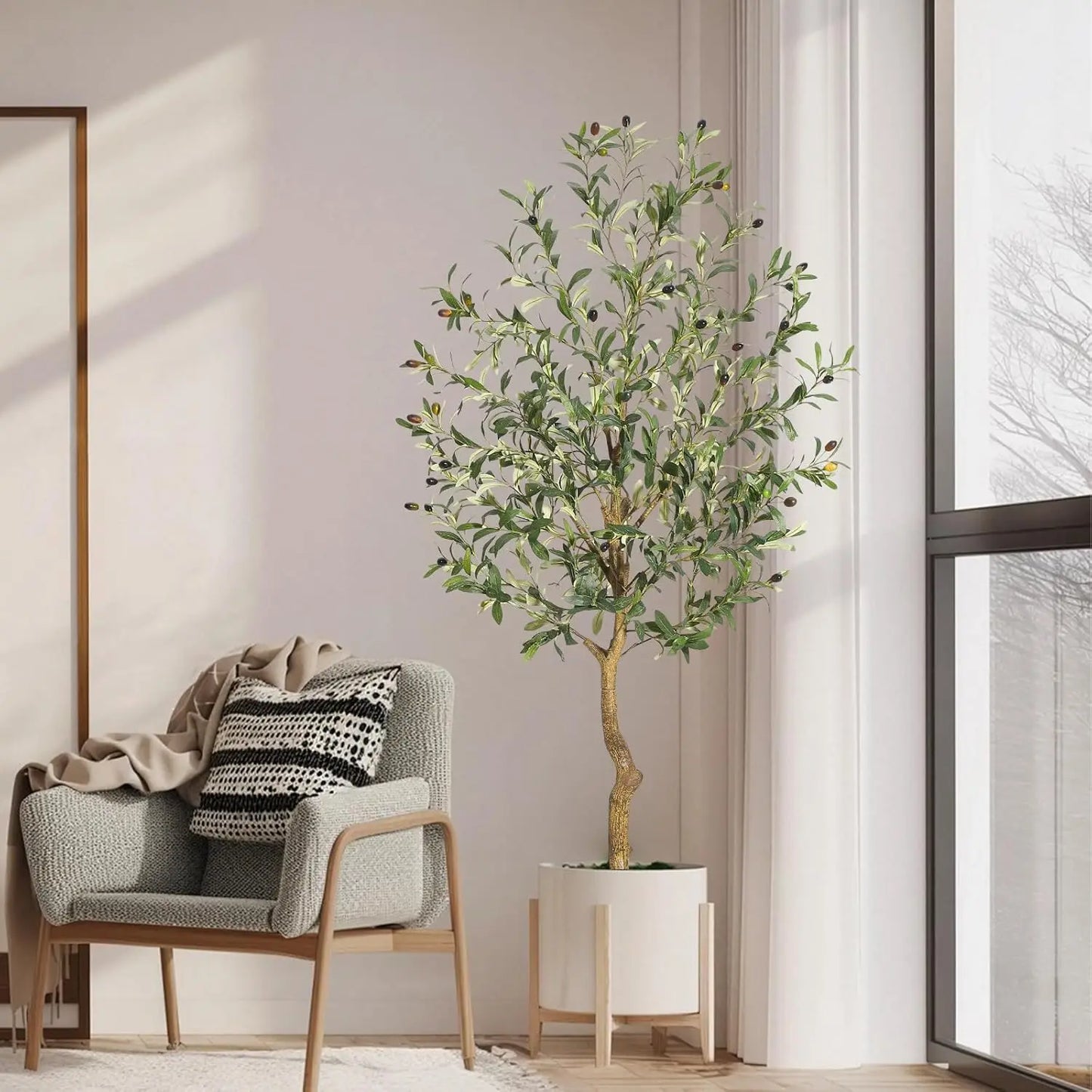 HiMISCN Artificial Olive Tree for Home and Office Decor