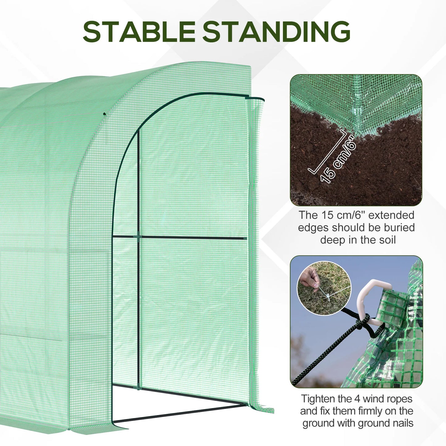 Outsunny Garden Greenhouse With Windows And Zippered Doors