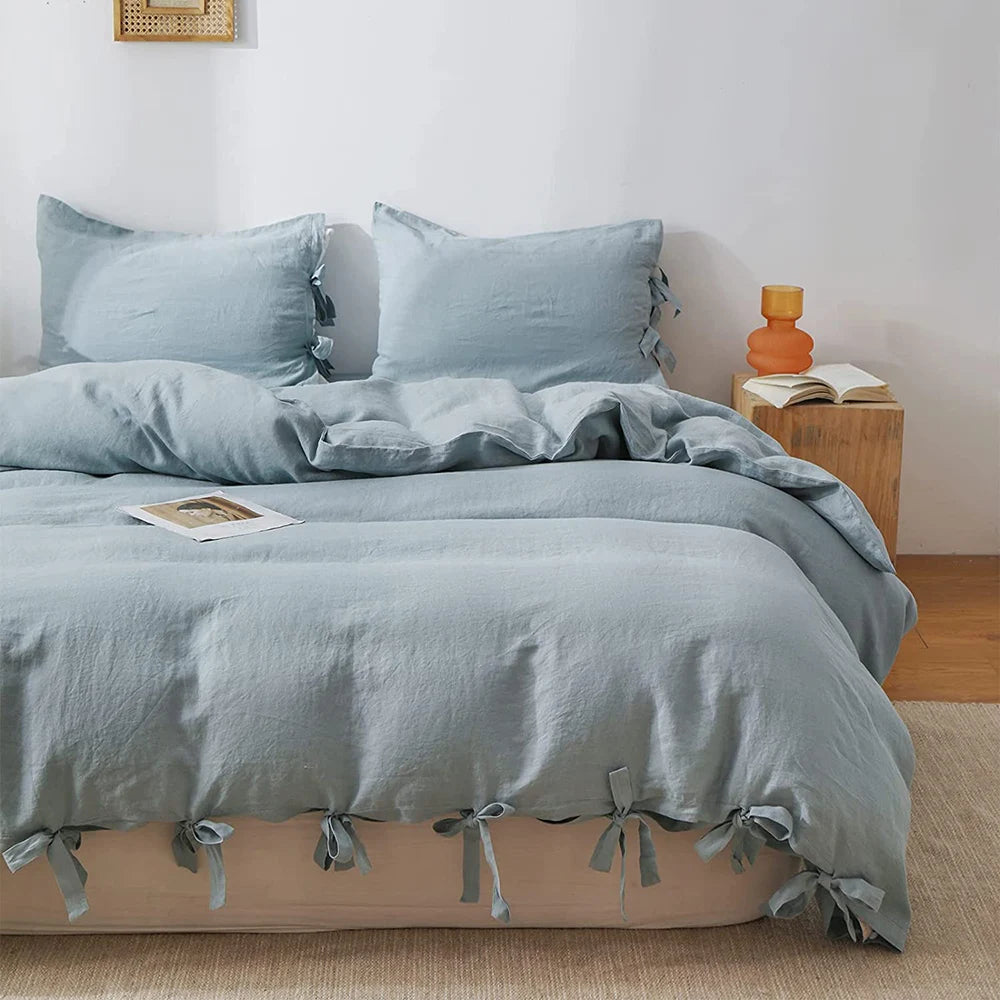 Simple Opulence Linen Bedding Set 3Pcs Flax Breathable