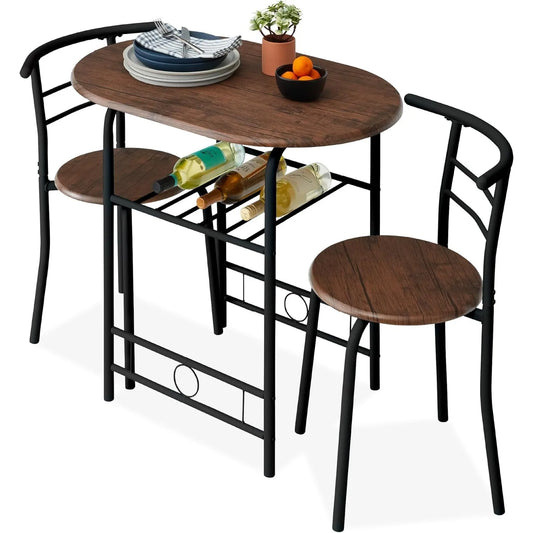 Warm Welcome Decor Three Piece Wooden Round Table Set