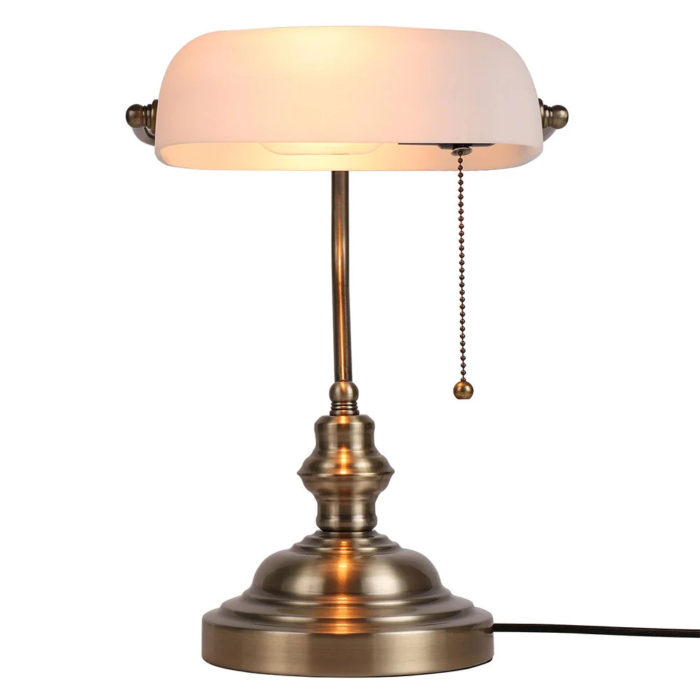Warm Welcome Decor Vintage Glass Banker's Lamp Desk Light