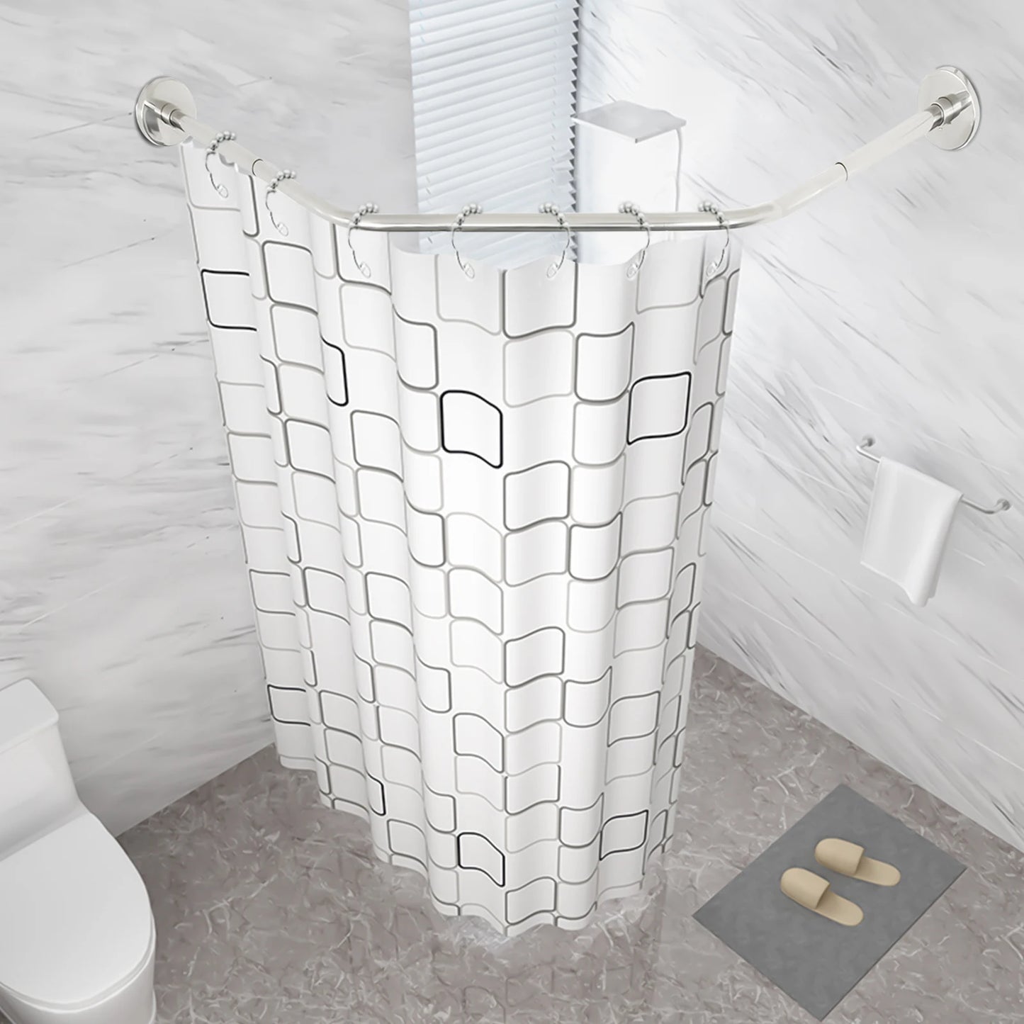 Shower Curtain Rack Wall-mounted 45-75CM Stretchable Curtain Rod Waterproof for Home Bathroom Hotel Fitting Room