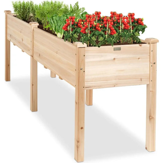 XMSJ Raised Garden Bed Wood Planter Box Stand Outdoor