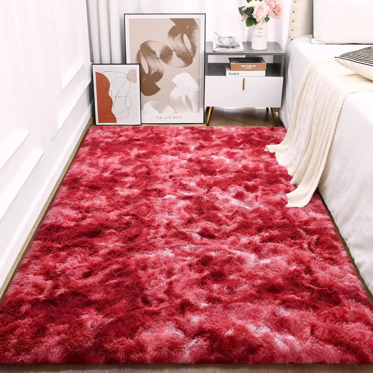 Lochas Plush Velvet Rugs Tie Dye Shaggy for Living Room