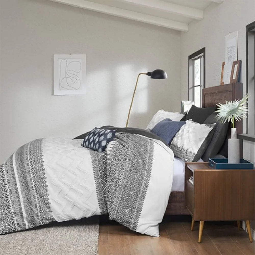 Cotton Duvet Cover Set Chenille Tufting Bedding Collection