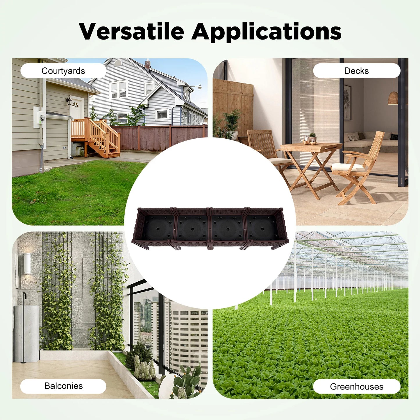 4 Raised Garden Bed Planter With Balcony Elevated Boxes