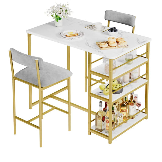Warm Welcome Decor 2 Person Dining Table Set With Chairs