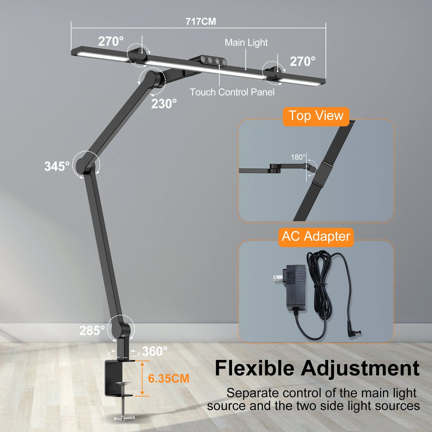 Warm Welcome Decor Led Desk Lamp With Clamp Auto Dimming