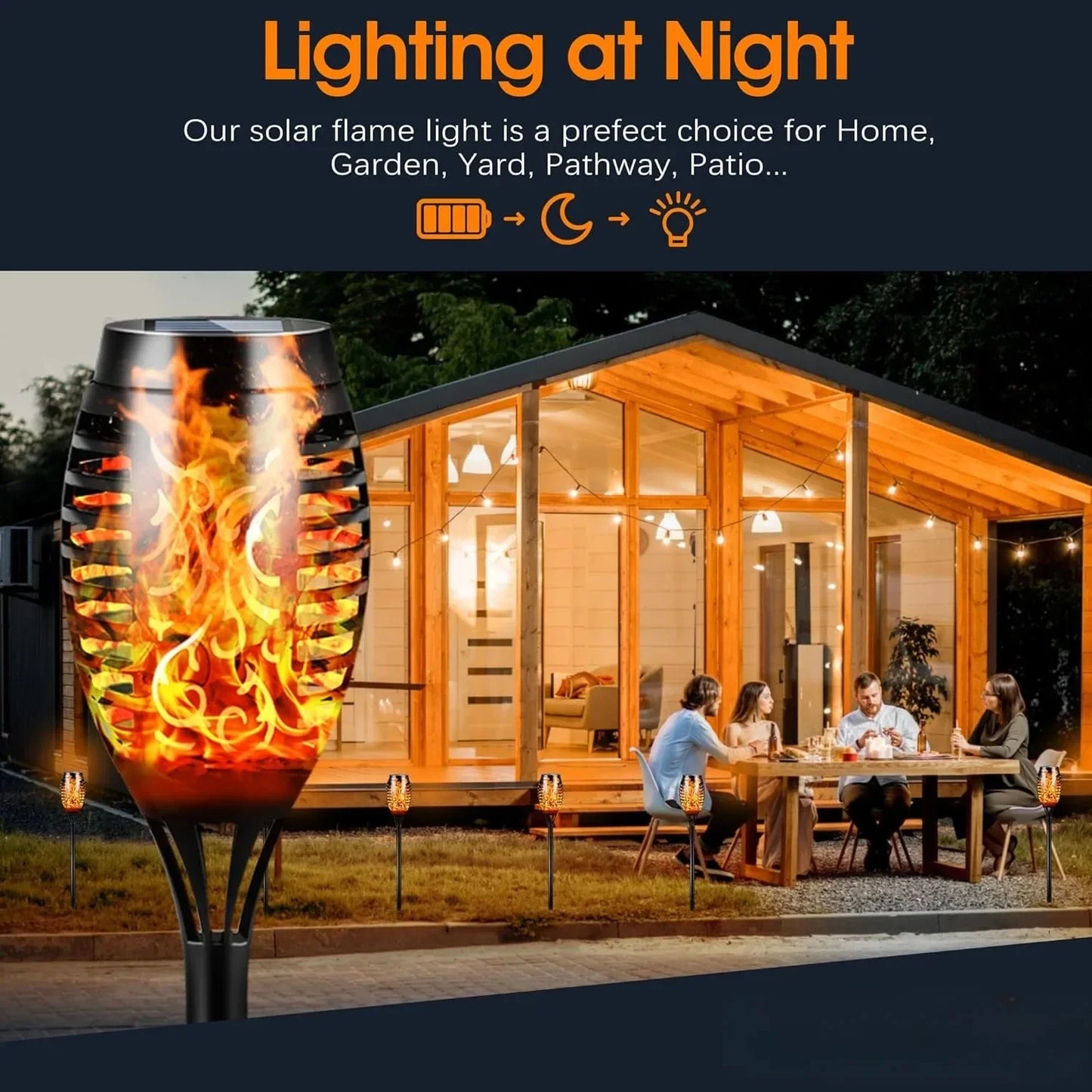 SZRSTH 12LED Solar Tiki Torches with Flickering Flame Design
