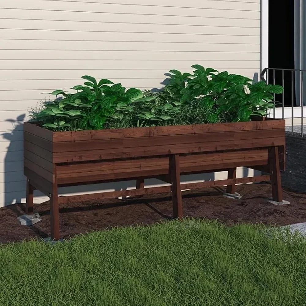 JIAOYING Raised Garden Bed With Legs Cedar Wood Planter