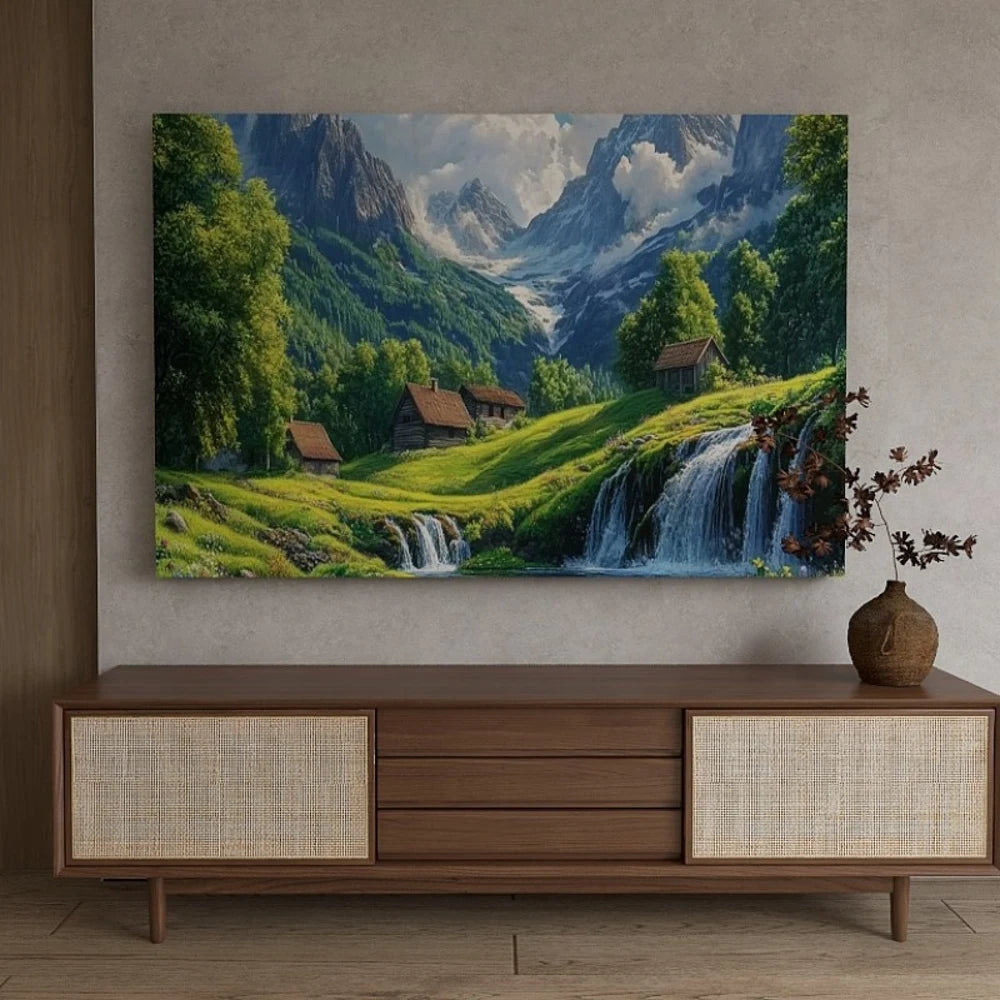 Pine Solid Wood Frame Canvas Wall Art