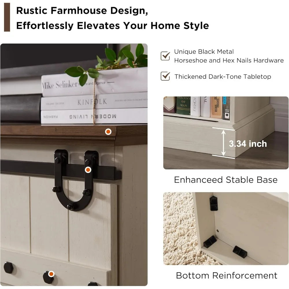 Guangbai Farmhouse Sideboard Cabinet With Sliding Barn Door