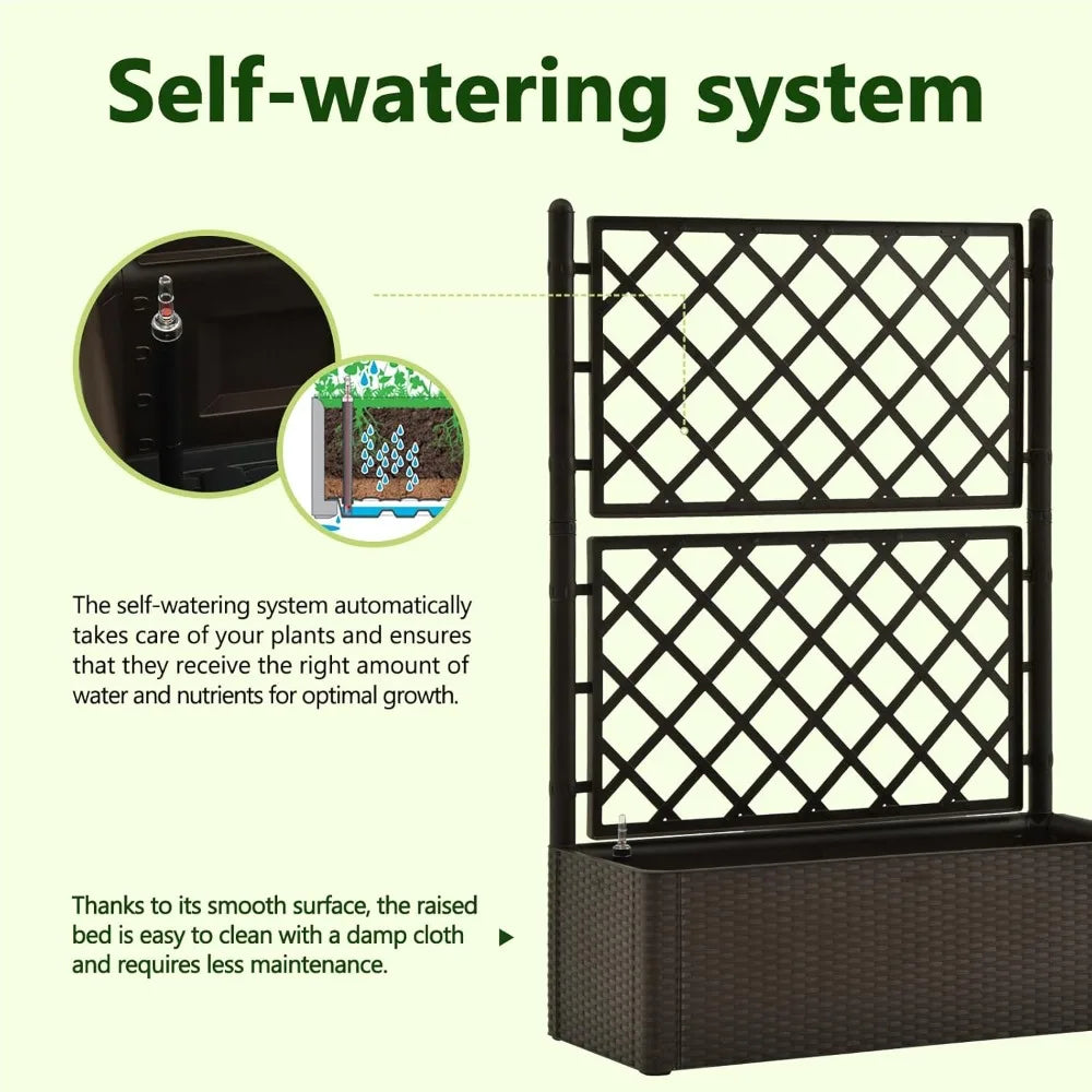 JIAOYING Garden Raised Bed Trellis Self Watering Planter