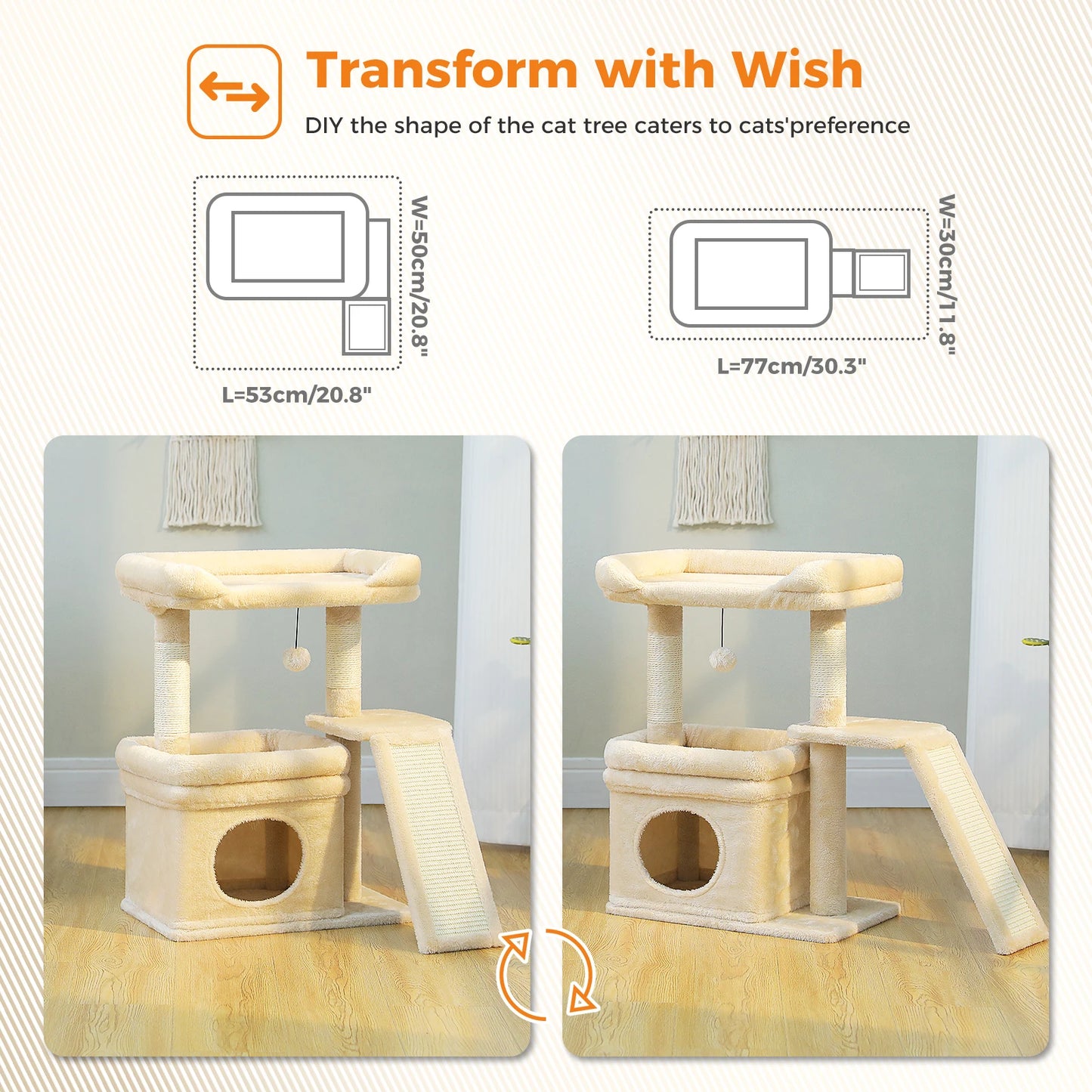 PAWZ Road Indoor Cat Tower With Scratching Posts And Pad