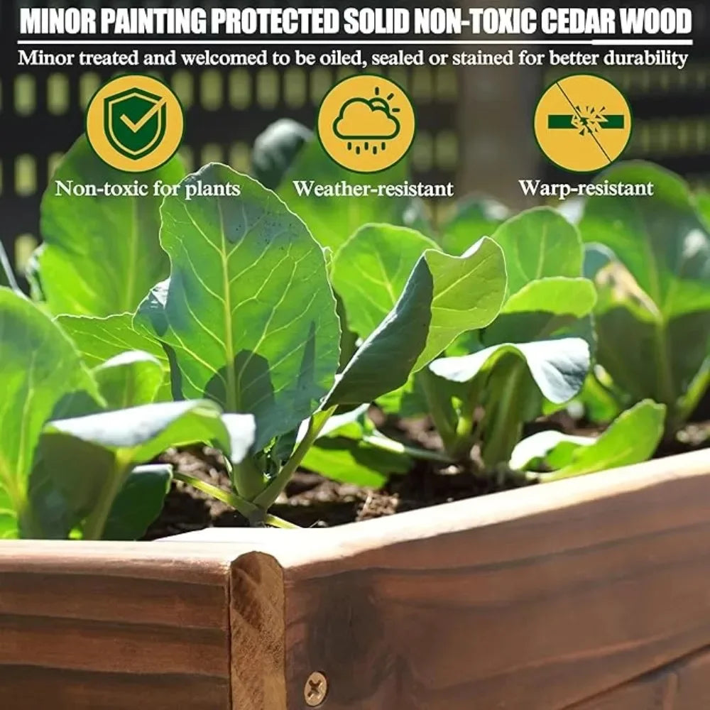 JIAOYING Raised Garden Bed With Legs Cedar Wood Planter