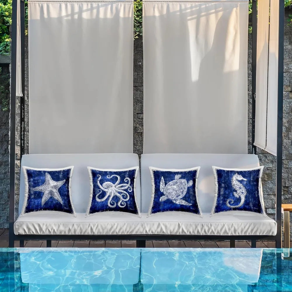 Paul Brent Sea Life Abstract Outdoor Throw Pillow Set