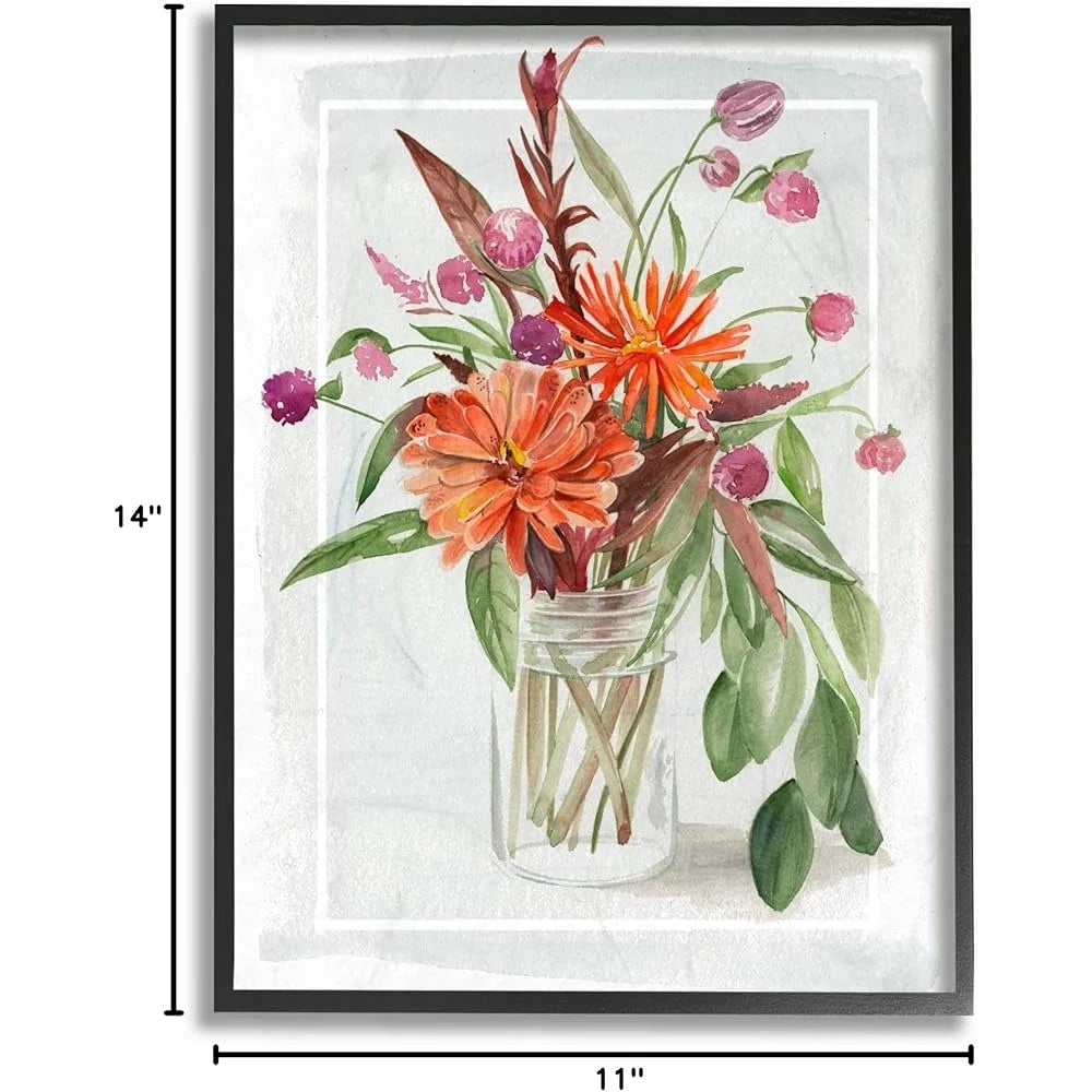 DUTRIEUX Summer Wildflower Bouquet Watercolor Art Framed