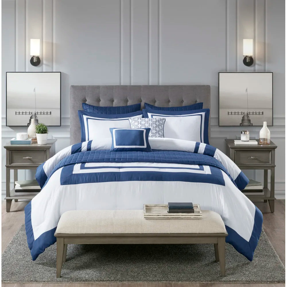 Eight Piece Comforter And Quilt Set Polyester Cotton Blend