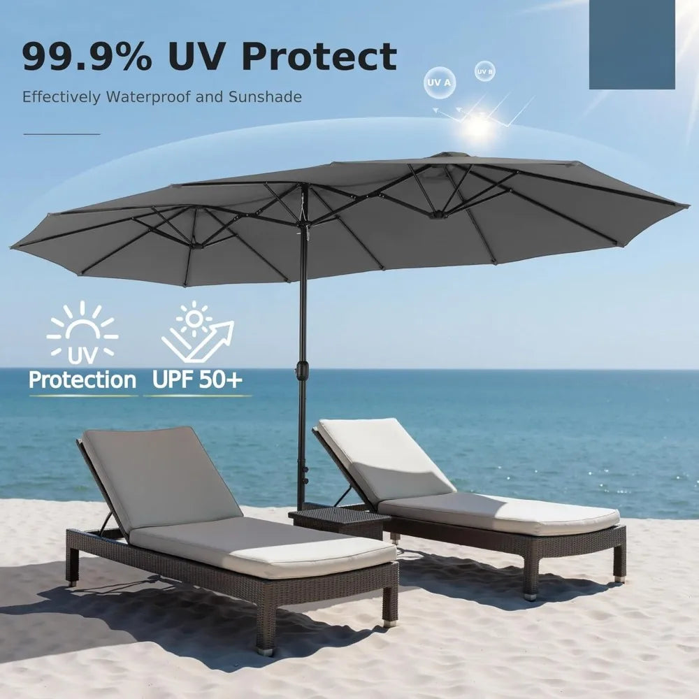 HUANZHUANG Double Sided Patio Umbrella With Base Included