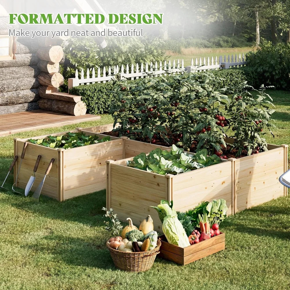 XMSJ Wooden Raised Garden Bed Outdoor Planter Box Vegetables