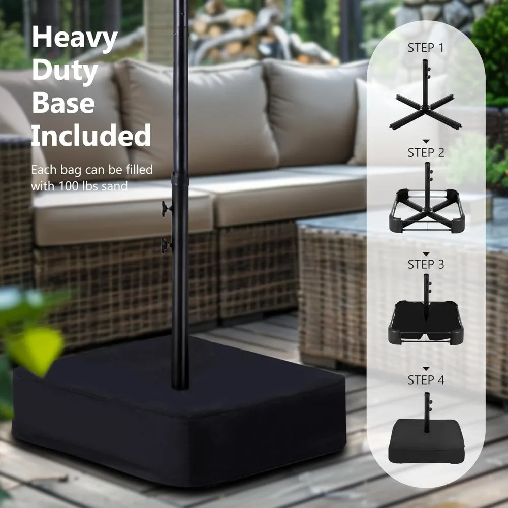 HUANZHUANG Double Sided Patio Umbrella With Base Included