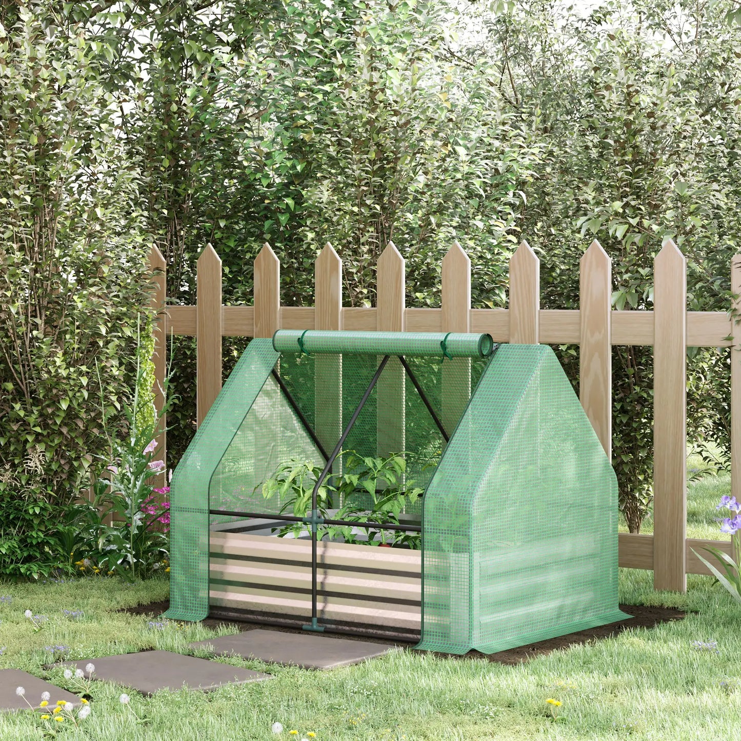 Outsunny Steel Raised Garden Planter Kit With Greenhouse