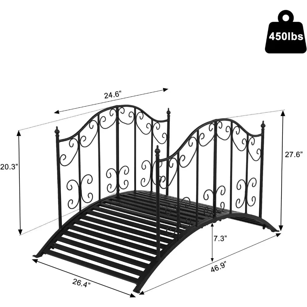 Vingli Garden Bridge Arch for Ponds with Guardrails