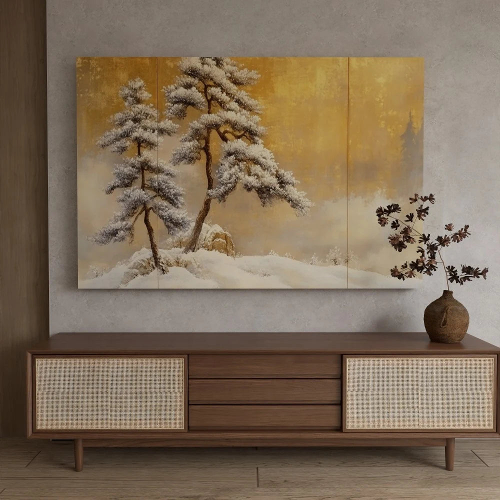 Pine Solid Wood Frame Canvas Wall Art