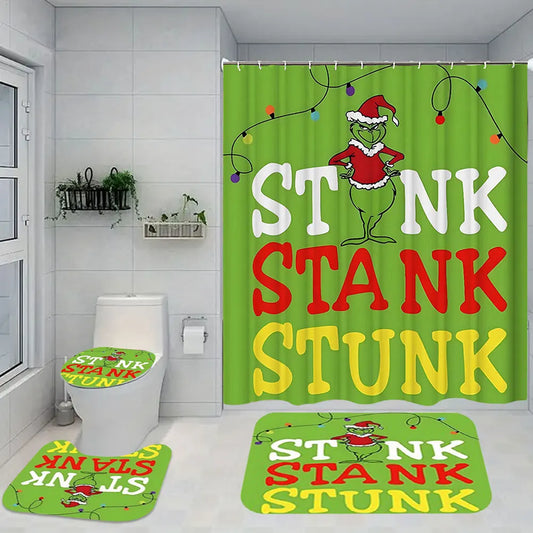 Warm Welcome Decor Christmas Snowman Shower Curtain Set Rugs
