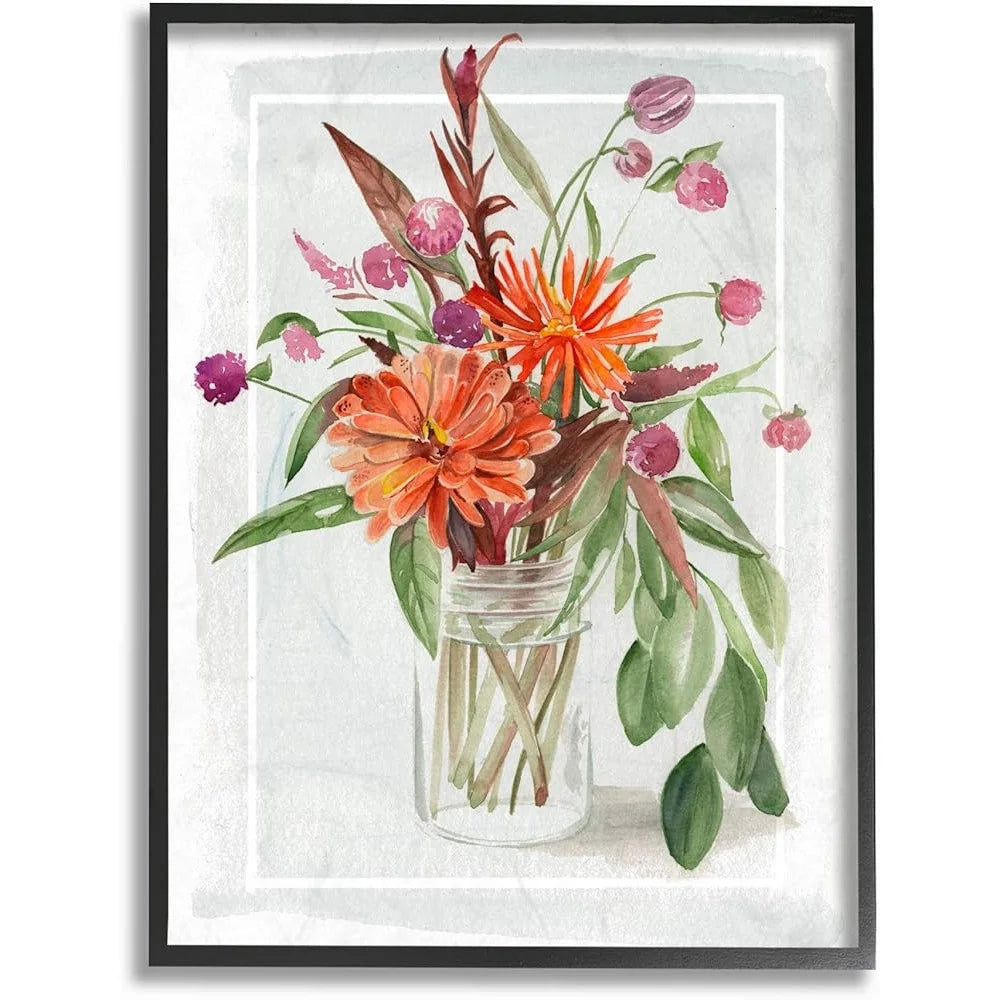 DUTRIEUX Summer Wildflower Bouquet Watercolor Art Framed