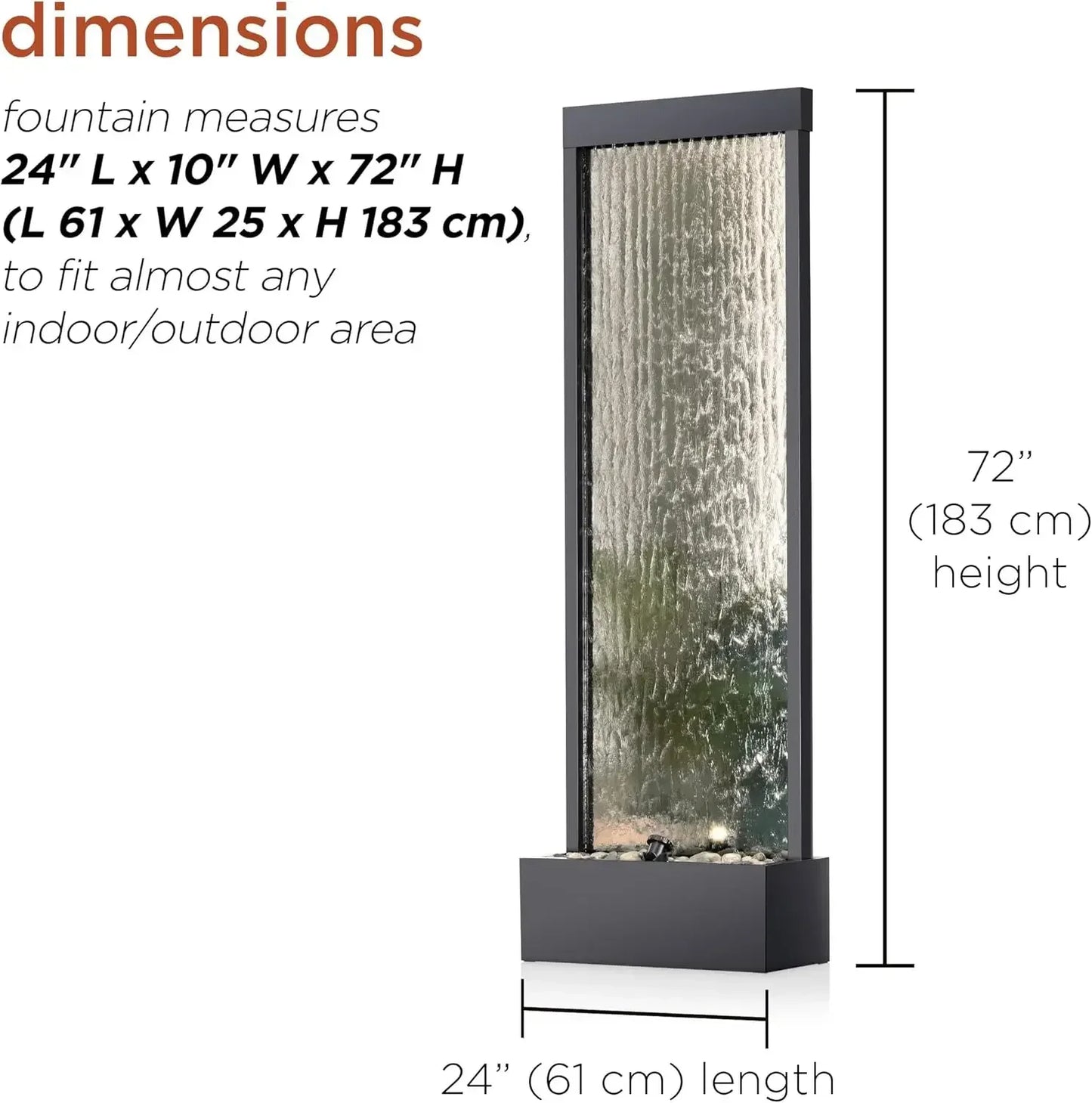 Hignconcerned Mirror Waterfall Fountain Stones and Lights