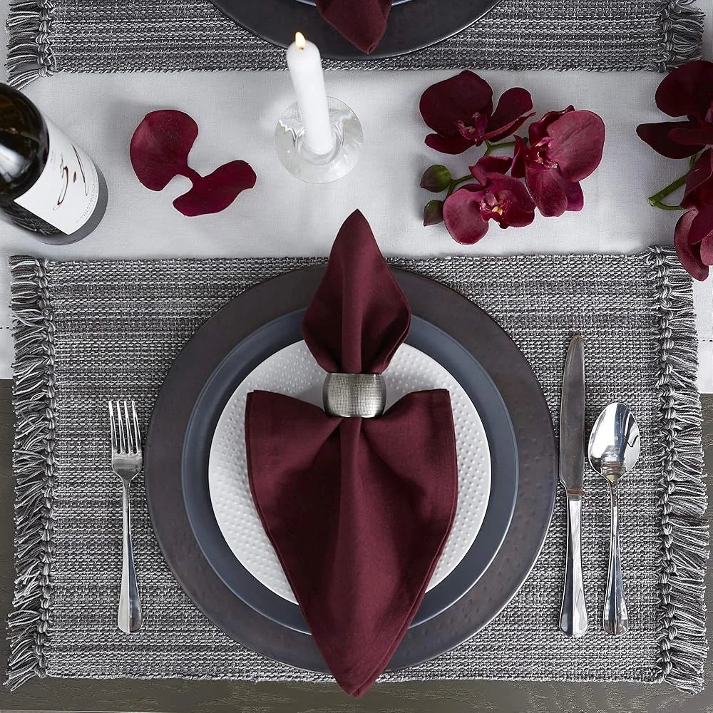 Warm Welcome Decor Cotton Placemat Set Of Six Fringe Mats