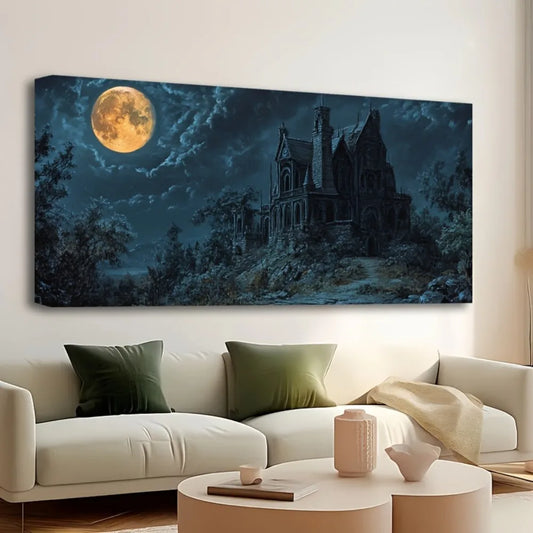 Hign Concerned Halloween Horror Old House Canvas Art Decor
