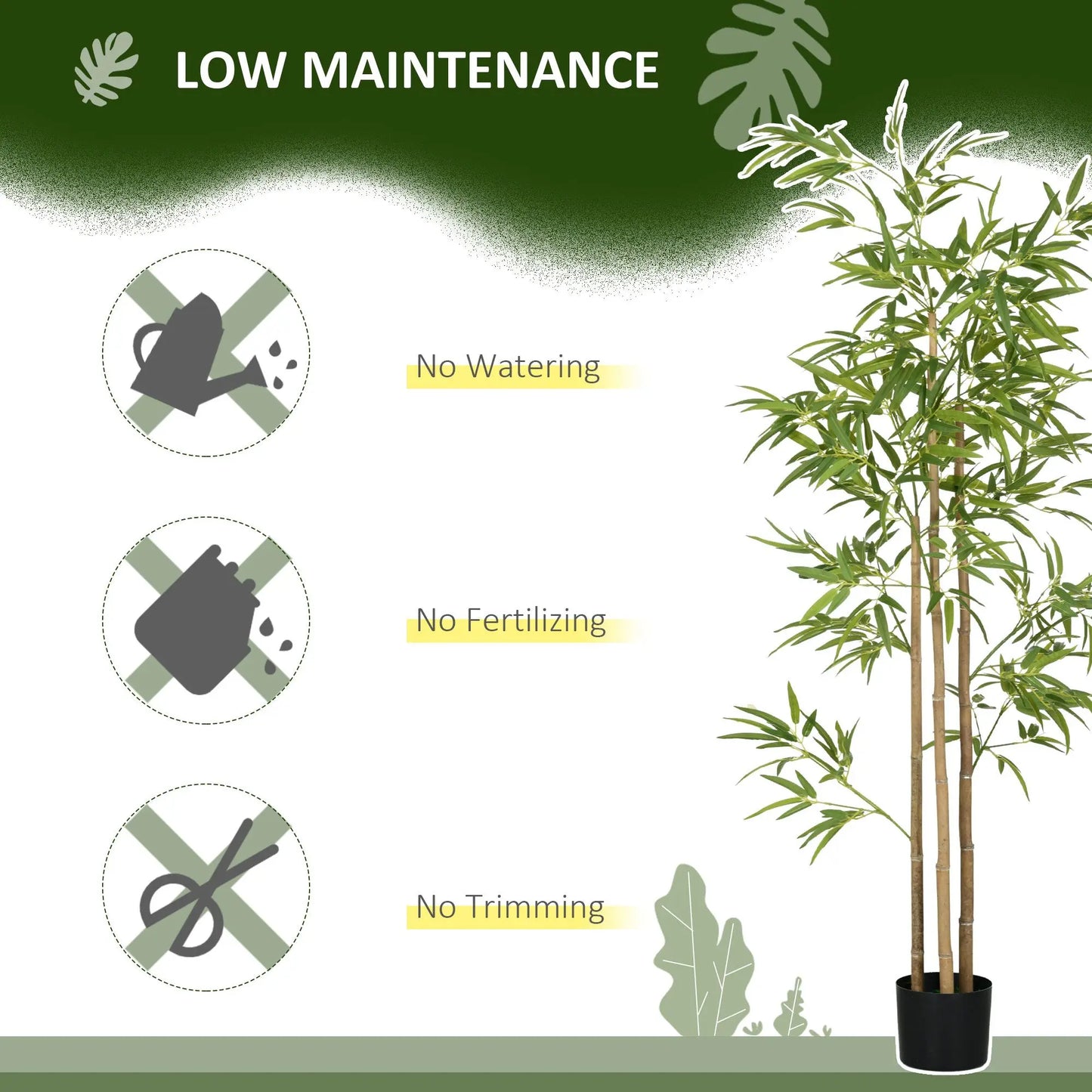 HOMCOM Fake Bamboo Tree Indoor Outdoor Artificial Plant Pot