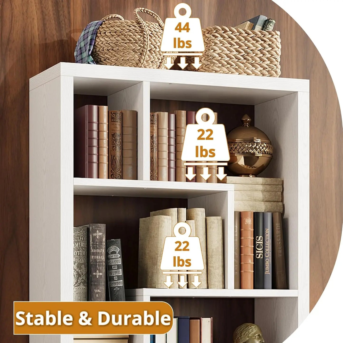 IRONCK Geometric 6 Shelf Industrial Etagere Bookcase Tall Storage Display With Thick Shelves