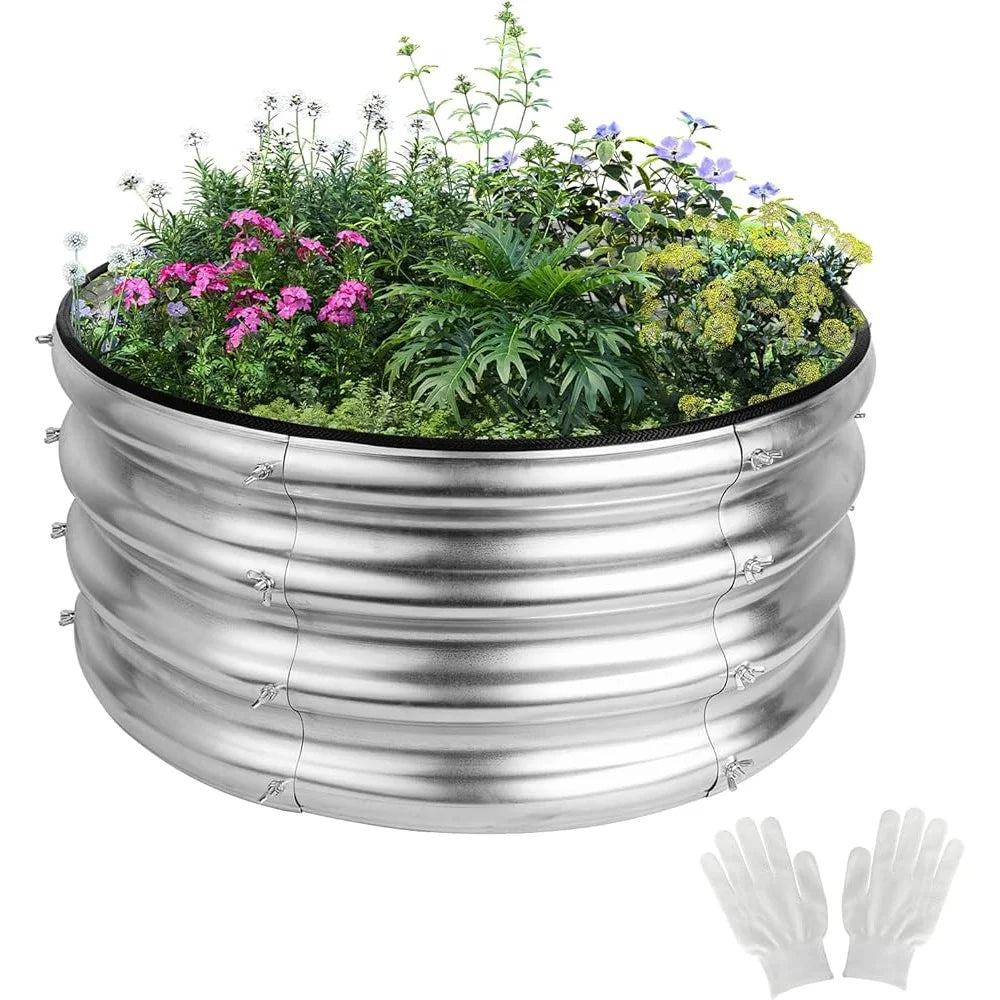 XMSJ Galvanized Raised Garden Bed Kit Outdoor Metal Planter