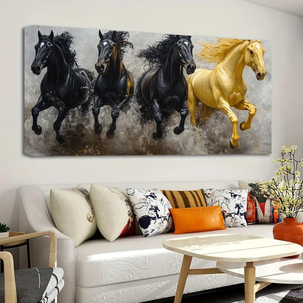 Hign-Concerned Majestic Eight Running Horses Oil Painting