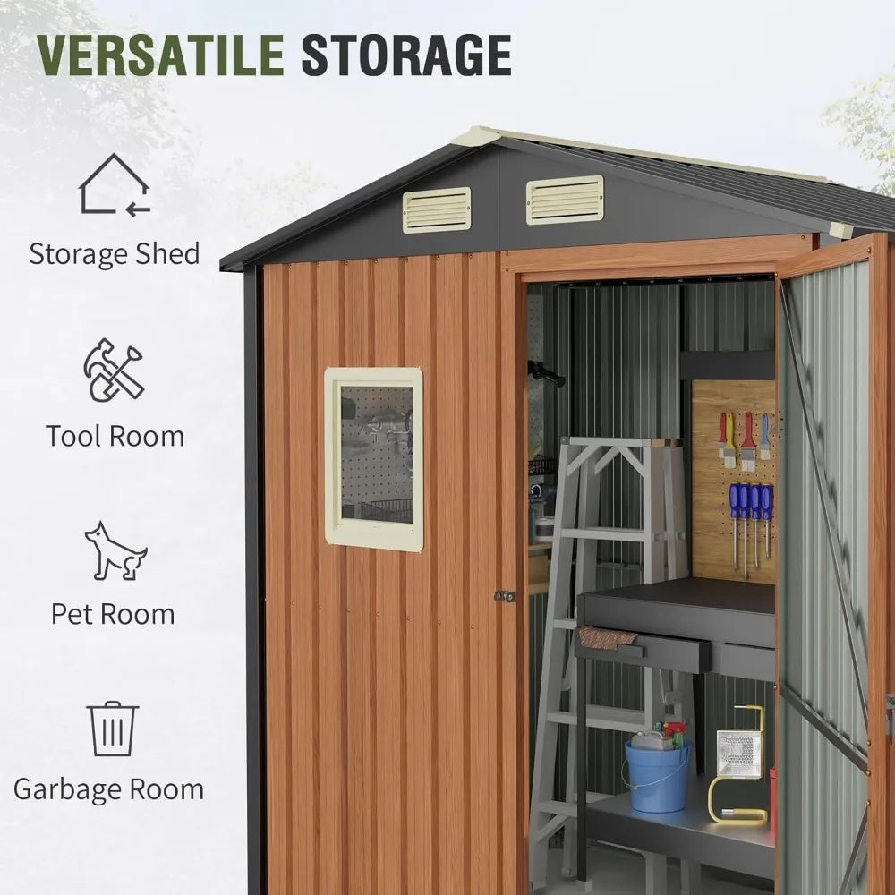 Outdoor Metal Garden Shed With Window Lockable Door